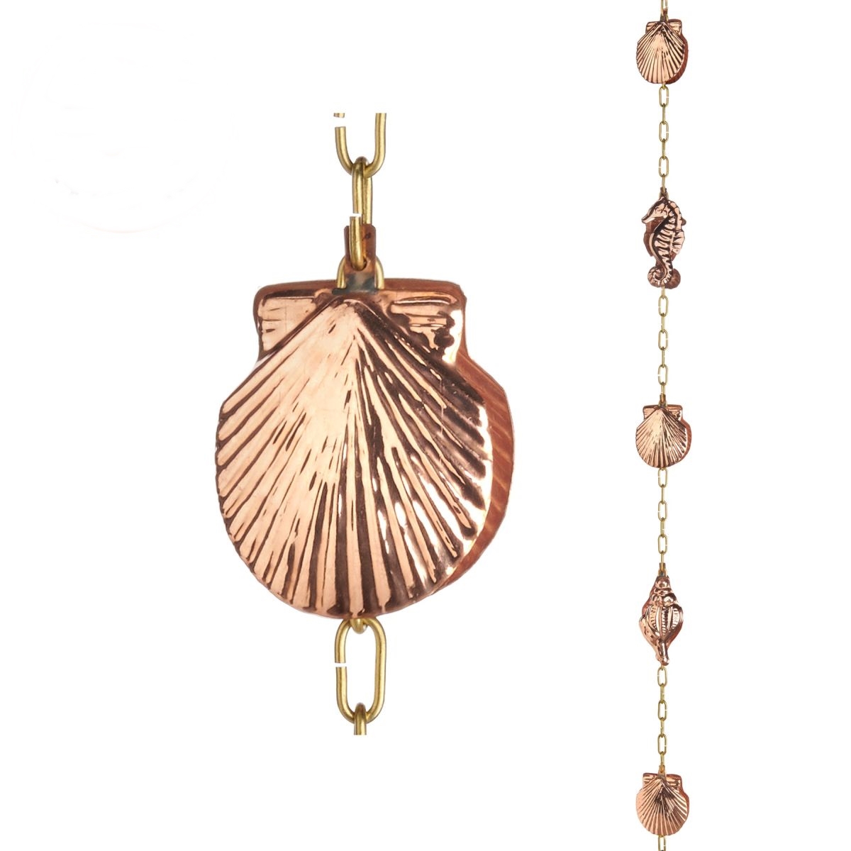 Seashore Polished Copper Rain Chain 8.5 ft.